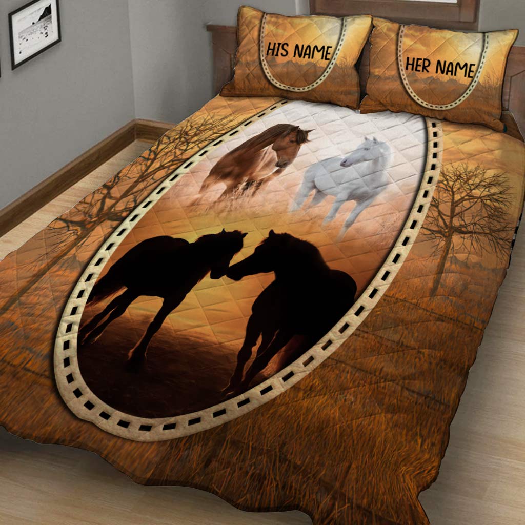 Horse Love - Personalized Couple Quilt Set