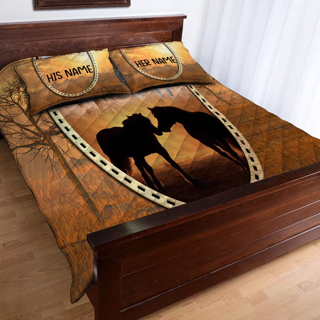 Horse Love - Personalized Couple Quilt Set