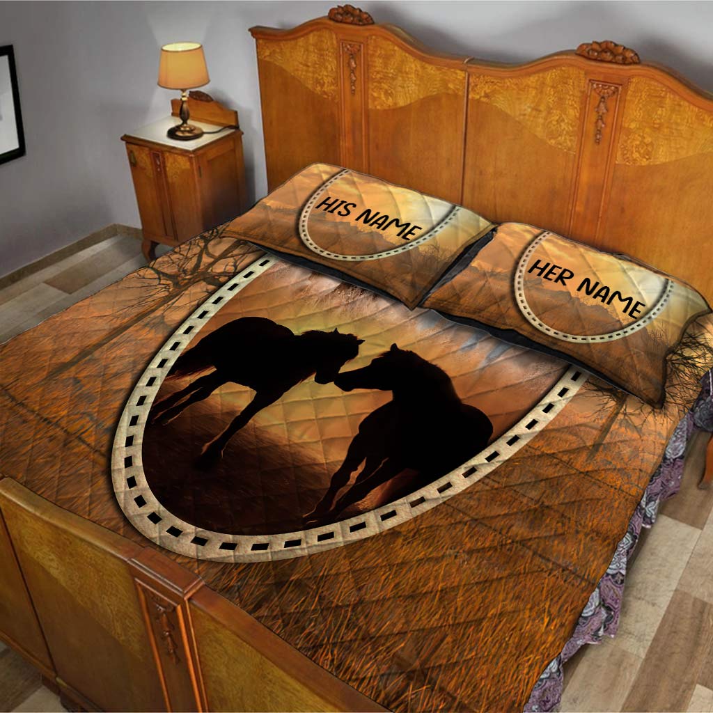 Horse Love - Personalized Couple Quilt Set