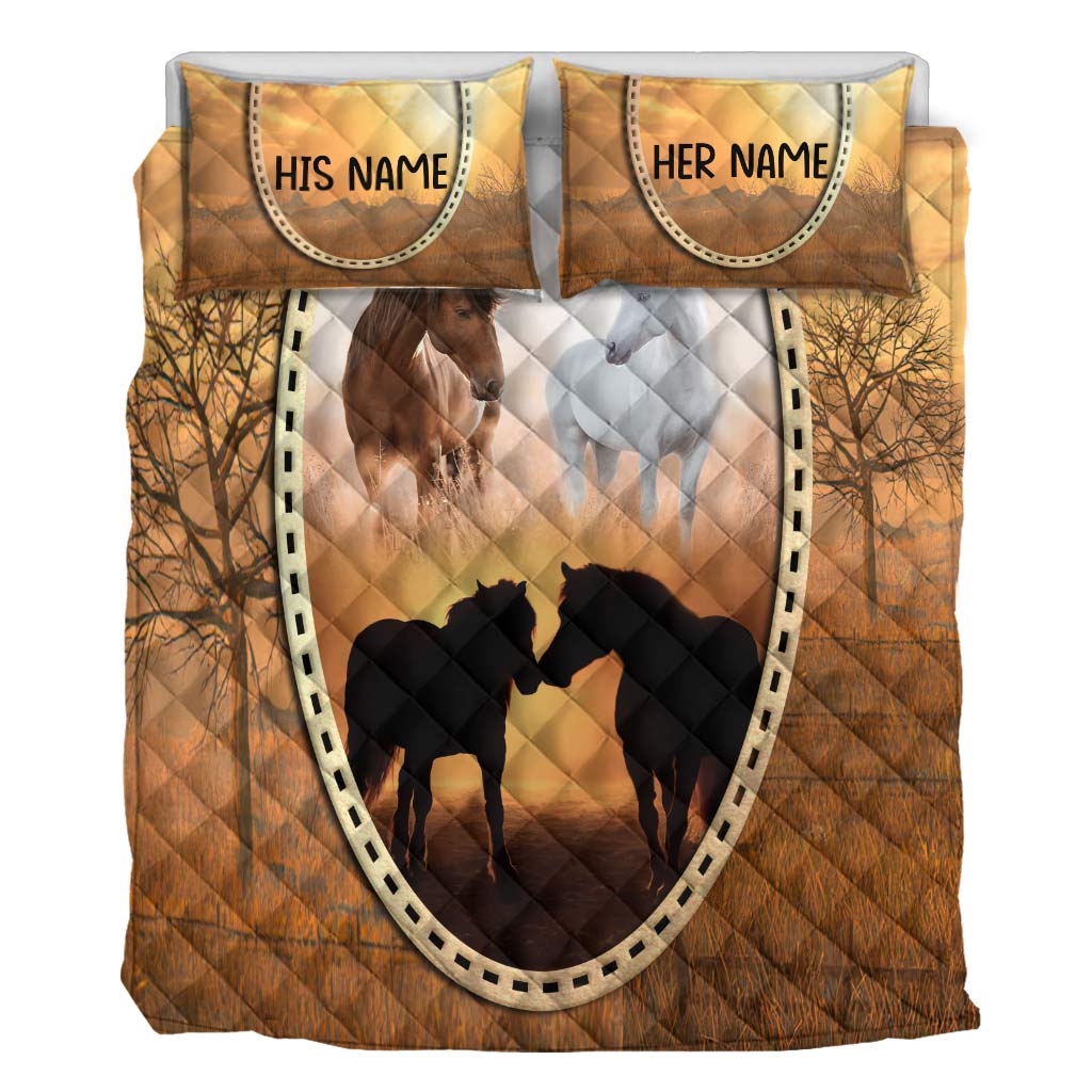 Horse Love - Personalized Couple Quilt Set