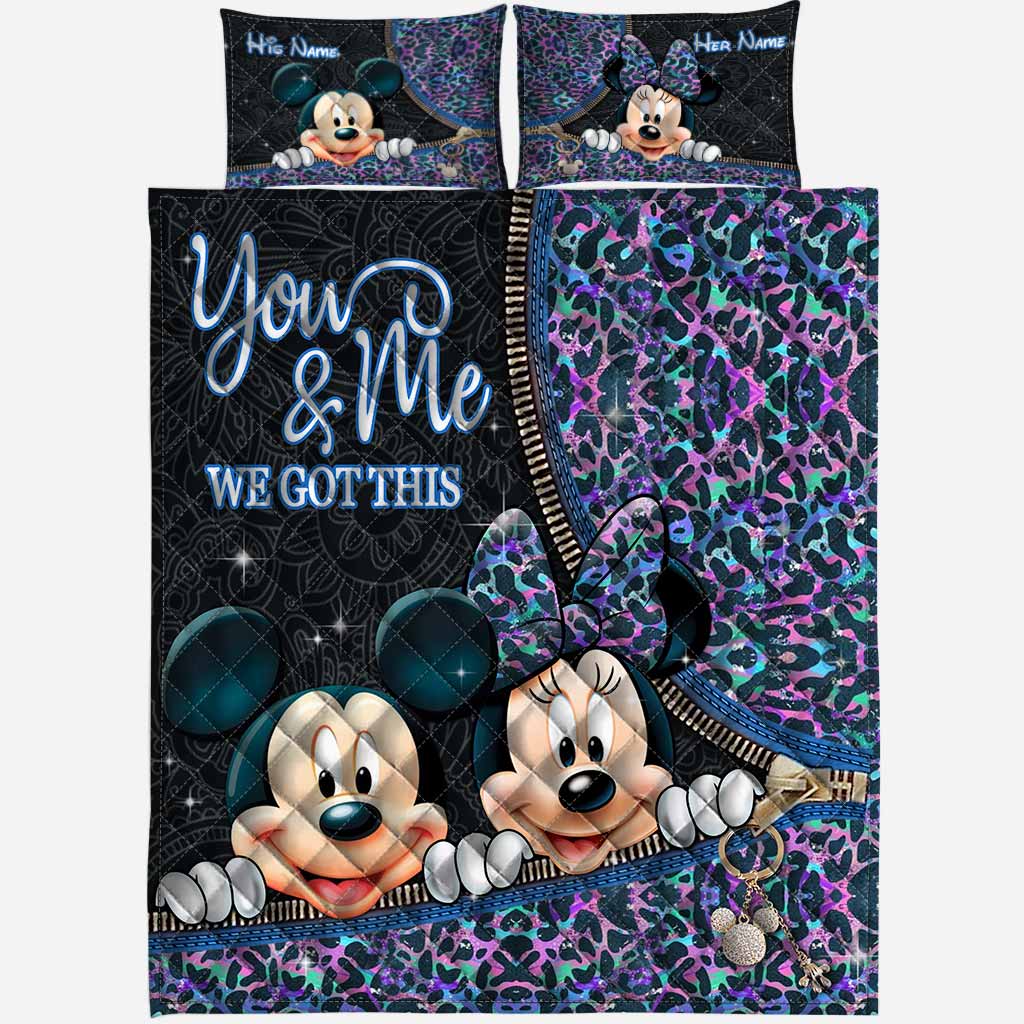 You & Me We Got This - Personalized Couple Mouse Quilt Set