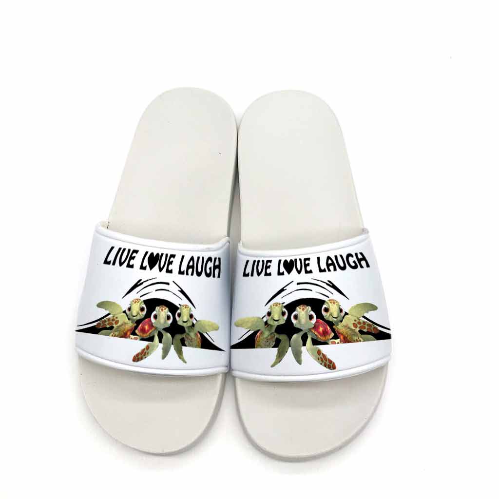 Live Love Laugh - Turtle Slide Sandals