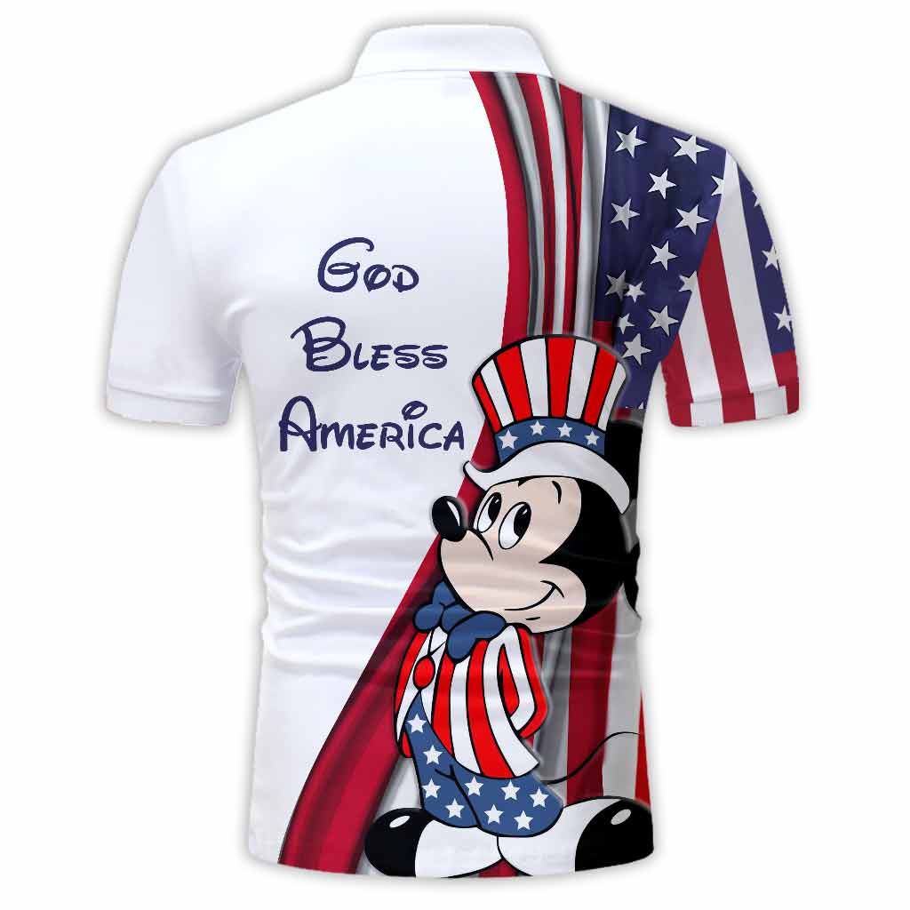 God Bless - Personalized Independence Day Mouse Polo Shirt