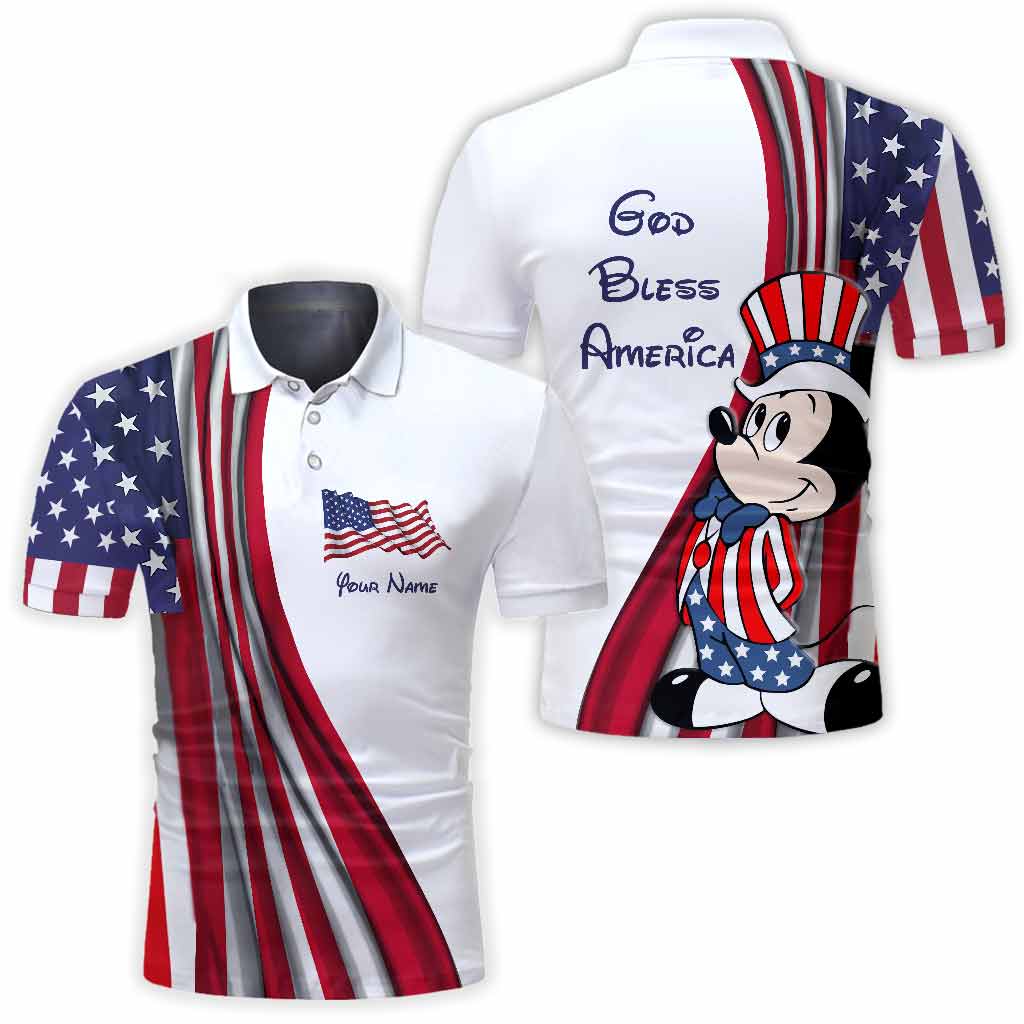God Bless - Personalized Independence Day Mouse Polo Shirt