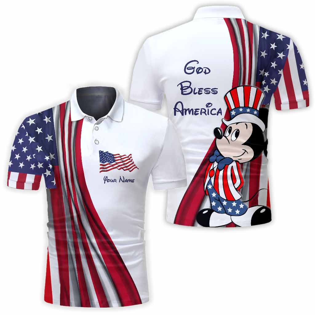 God Bless - Personalized Independence Day Mouse Polo Shirt