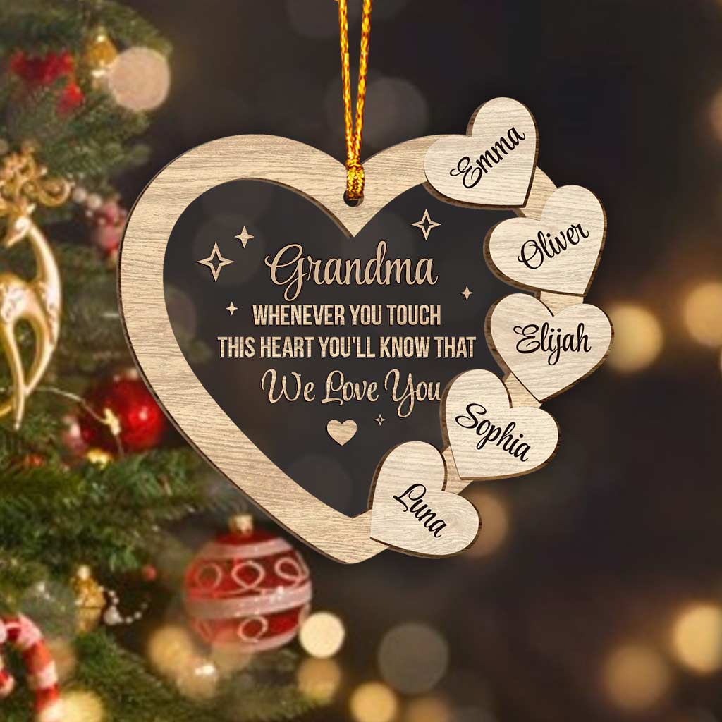 Whenever You Touch This Heart - Personalized Christmas Grandma Layers Mix Ornament