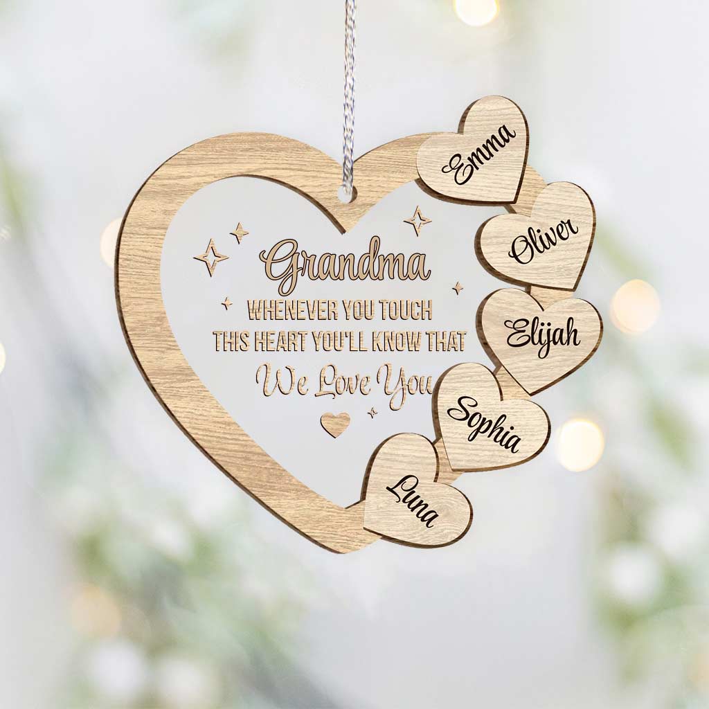 Whenever You Touch This Heart - Personalized Christmas Grandma Layers Mix Ornament