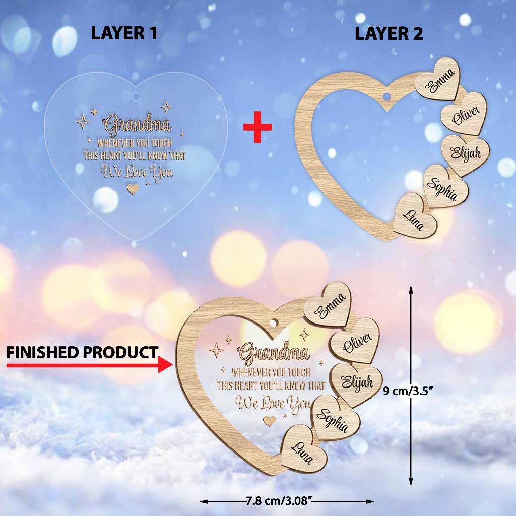 Whenever You Touch This Heart - Personalized Christmas Grandma Layers Mix Ornament