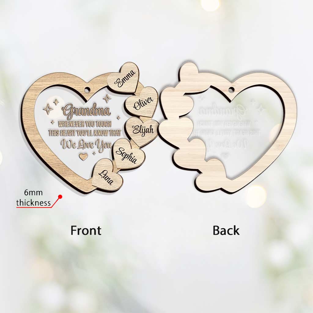 Whenever You Touch This Heart - Personalized Christmas Grandma Layers Mix Ornament