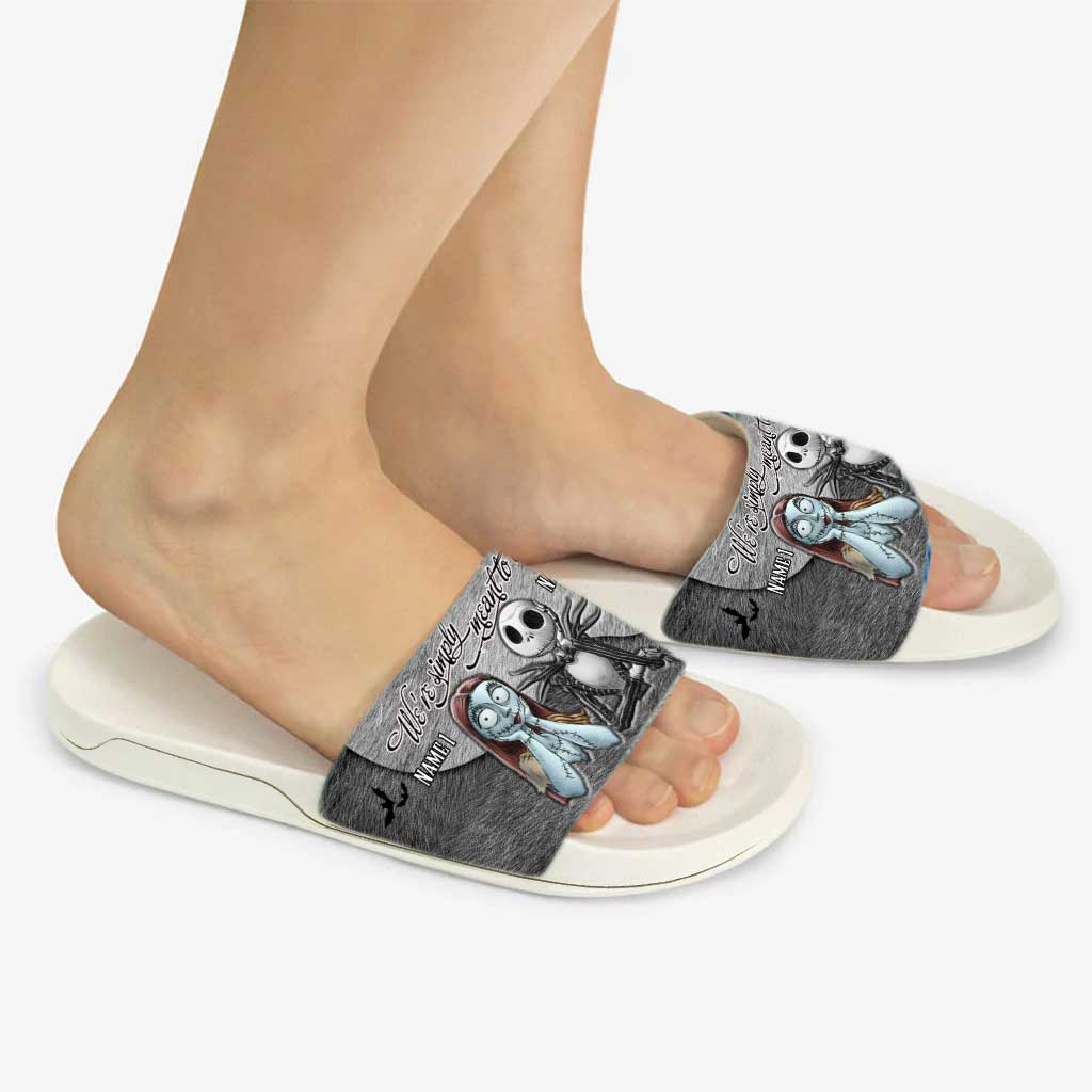 We're Simply Meant To Be - Personalized Couple Nightmare Slide Sandals