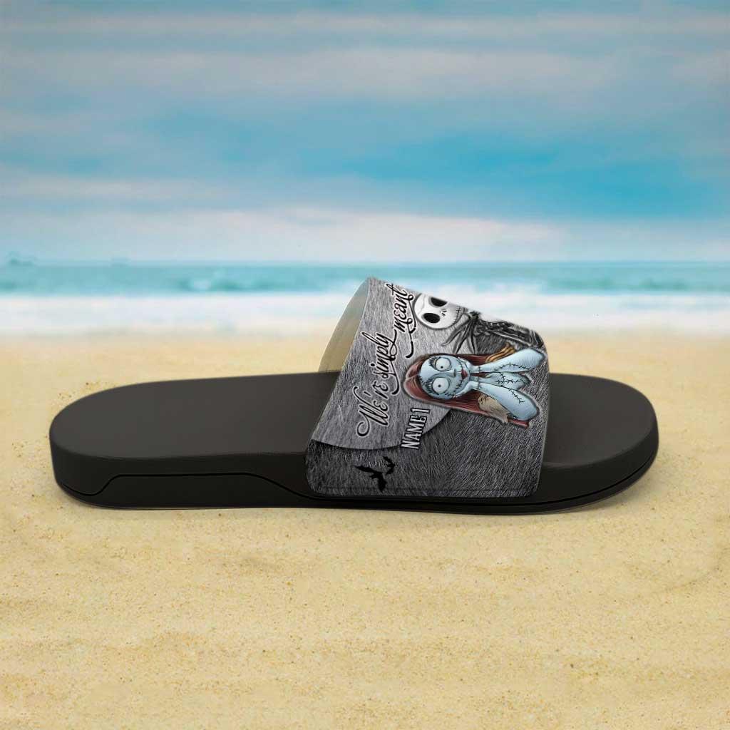 We're Simply Meant To Be - Personalized Couple Nightmare Slide Sandals