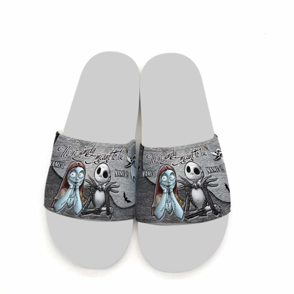 We're Simply Meant To Be - Personalized Couple Nightmare Slide Sandals