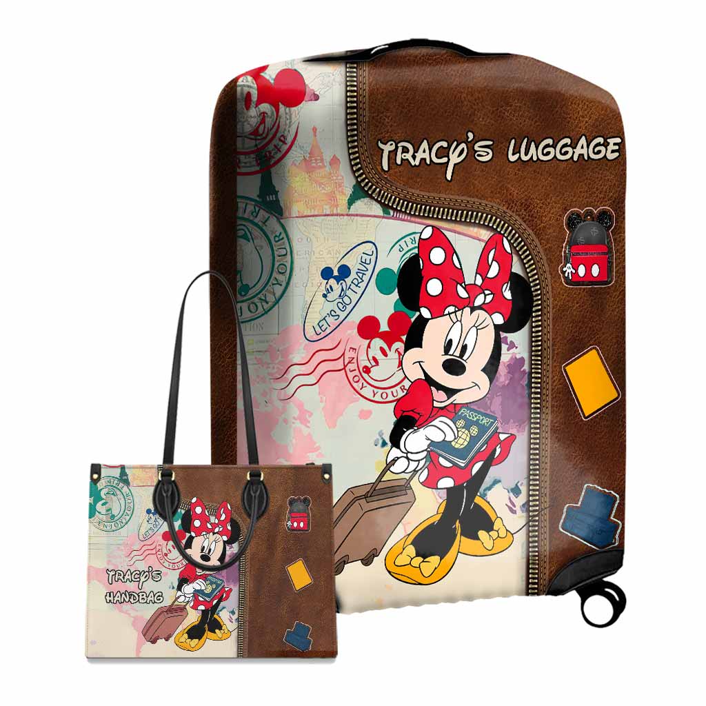Travel Set - Personalized Mouse Leather Handbag & Luggage Cover