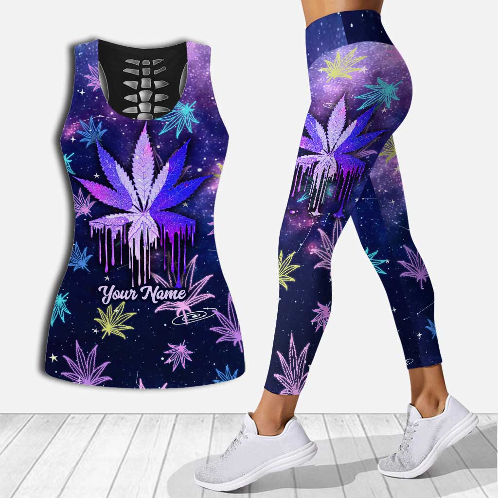 Get High Galaxy - Personalized Weed Hollow Tank Top and Leggings