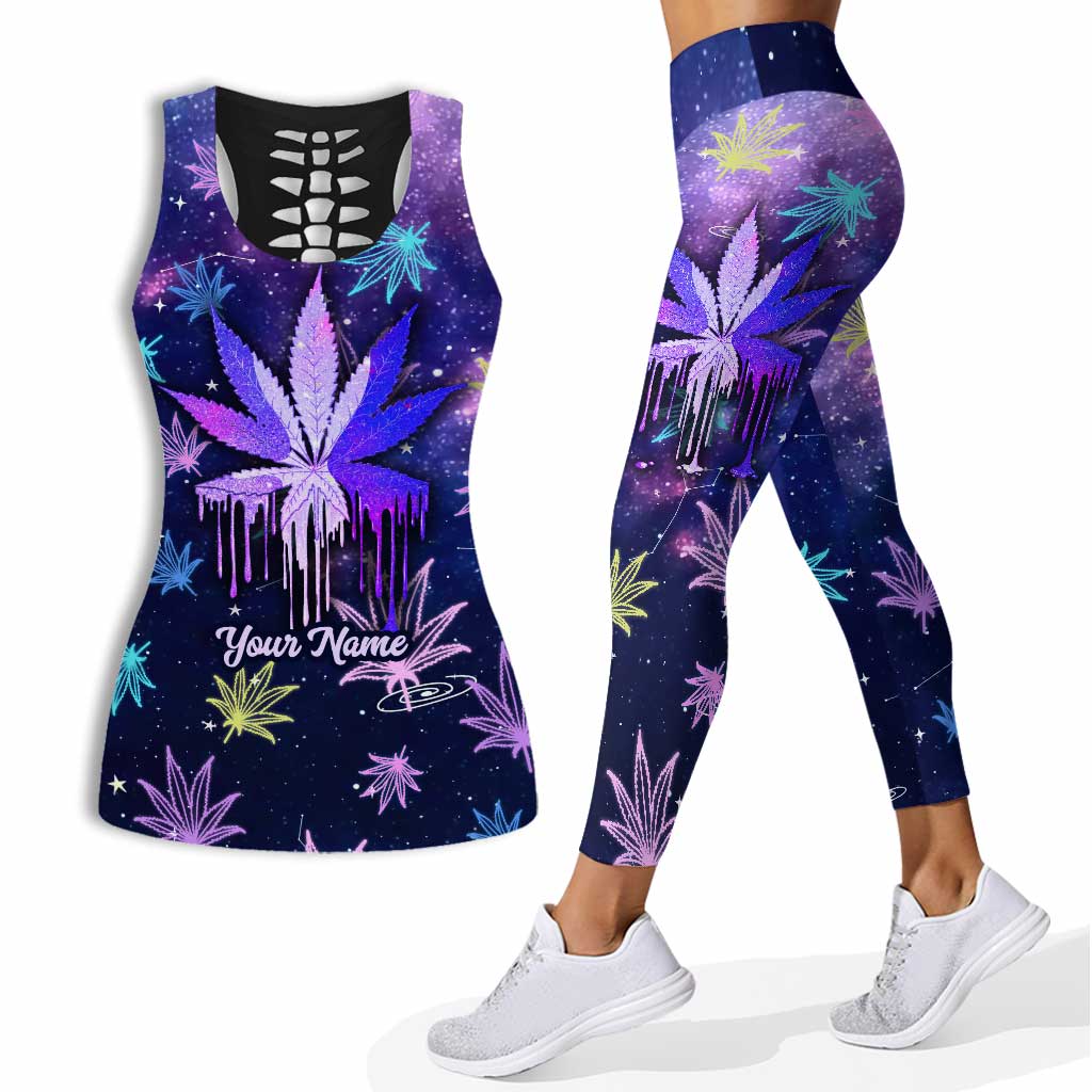 Get High Galaxy - Personalized Weed Hollow Tank Top and Leggings