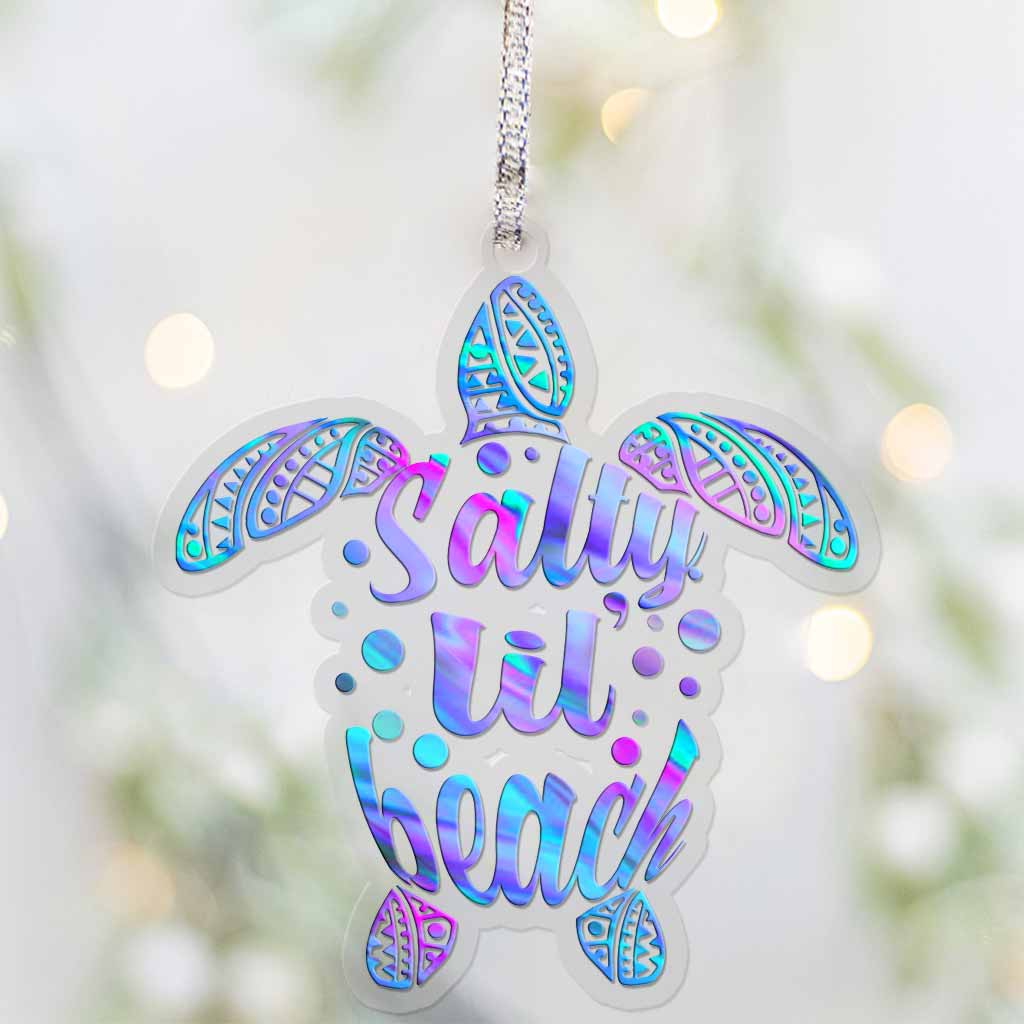 Salty Lil Beach - Christmas Turtle Transparent Ornament