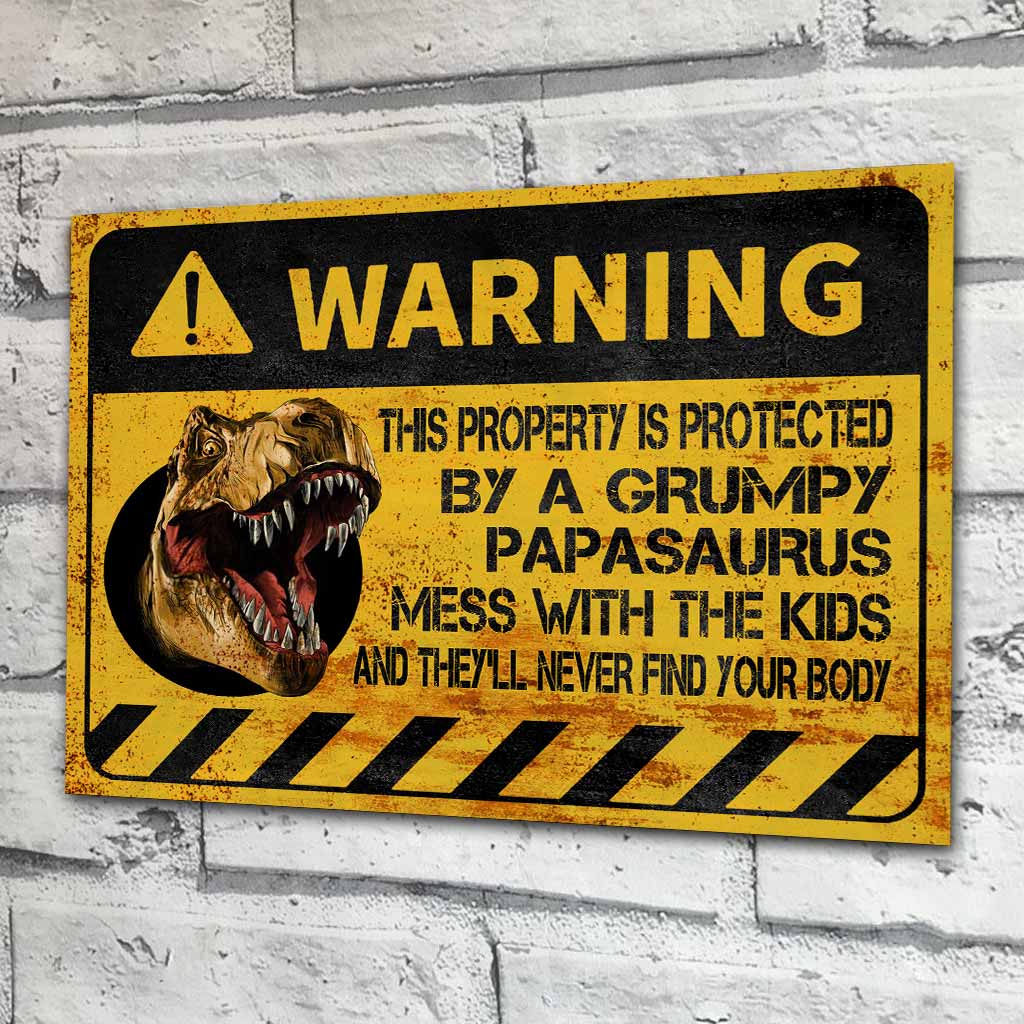 Warning Father's Day - Dinosaur Rectangle Metal Sign