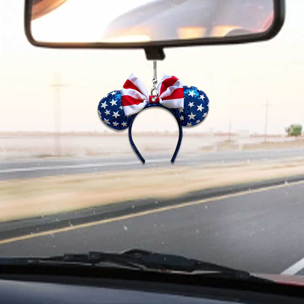 Happy 4th Of July - Independence Day Mouse Car Ornament With 3D Pattern Print (Printed On Both Sides)