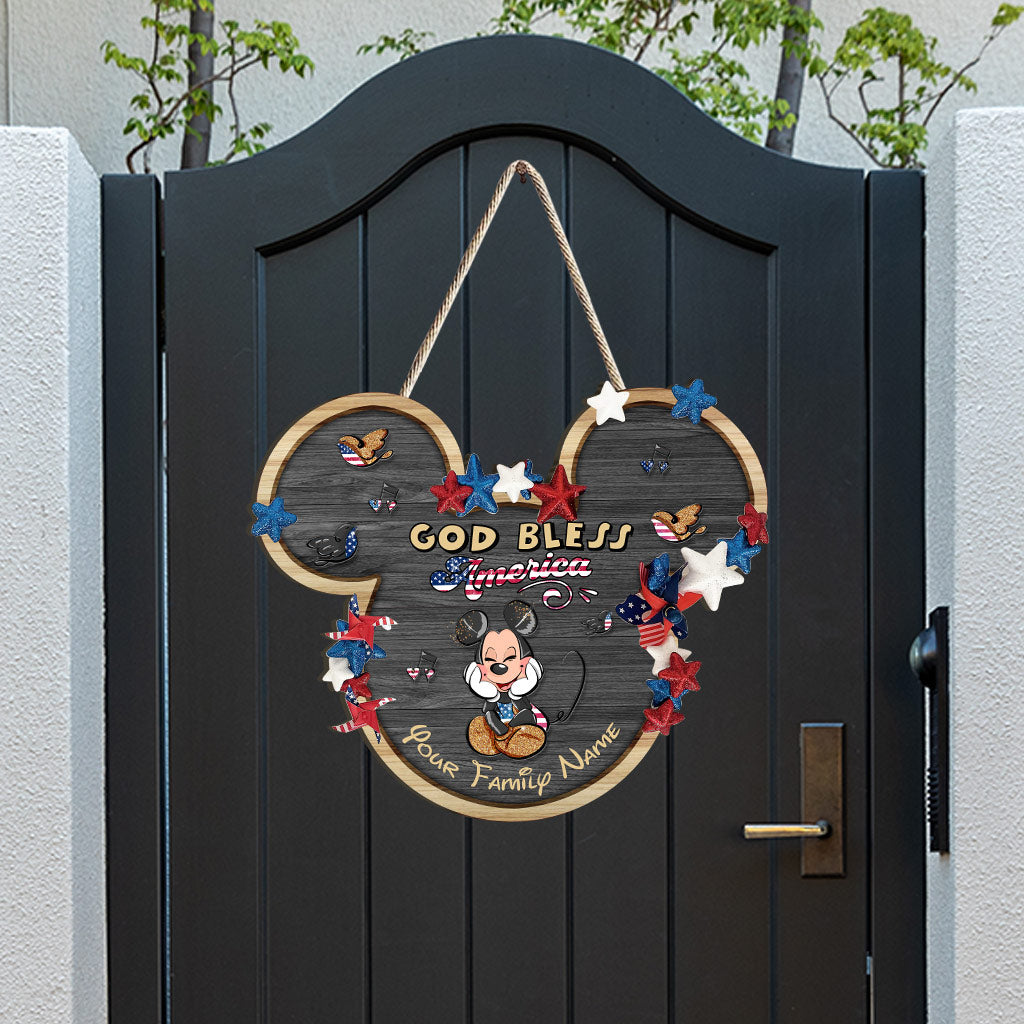 Happy 4th Of July - Personalized Independence Day Mouse Wood Sign