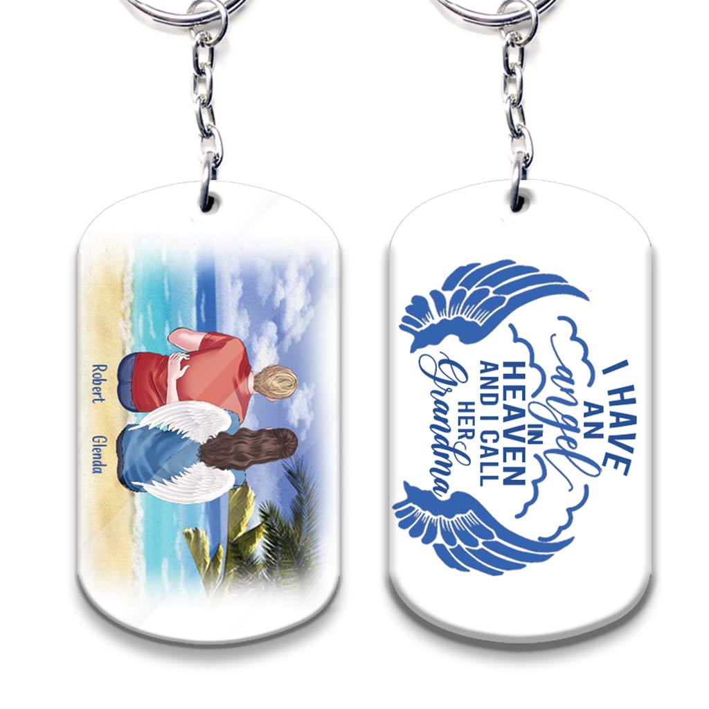 I Have An Angel Watching Over Me - Personalized Mother's Day Grandma Keychain (Printed On Both Sides)