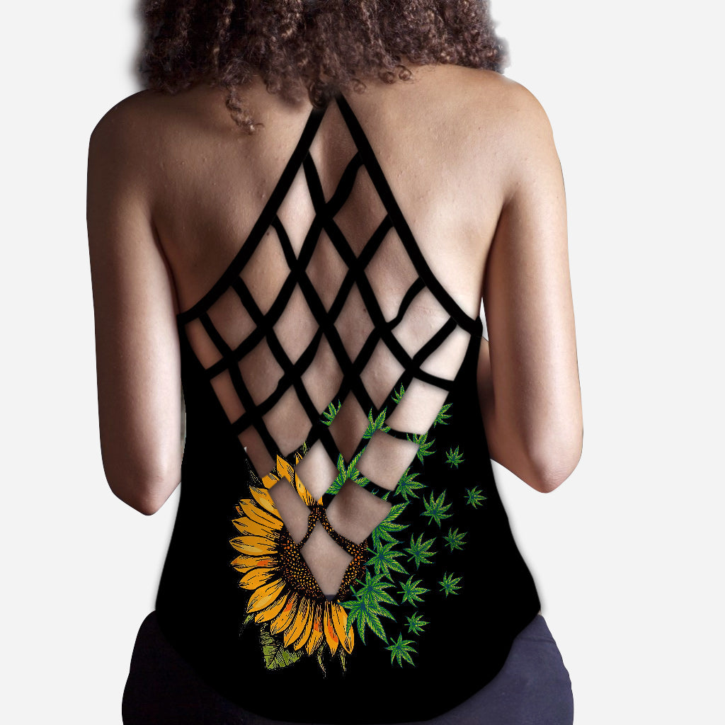 Sunflower And Weed - Personalized Weed Cross Tank Top