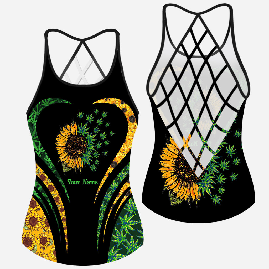 Sunflower And Weed - Personalized Weed Cross Tank Top