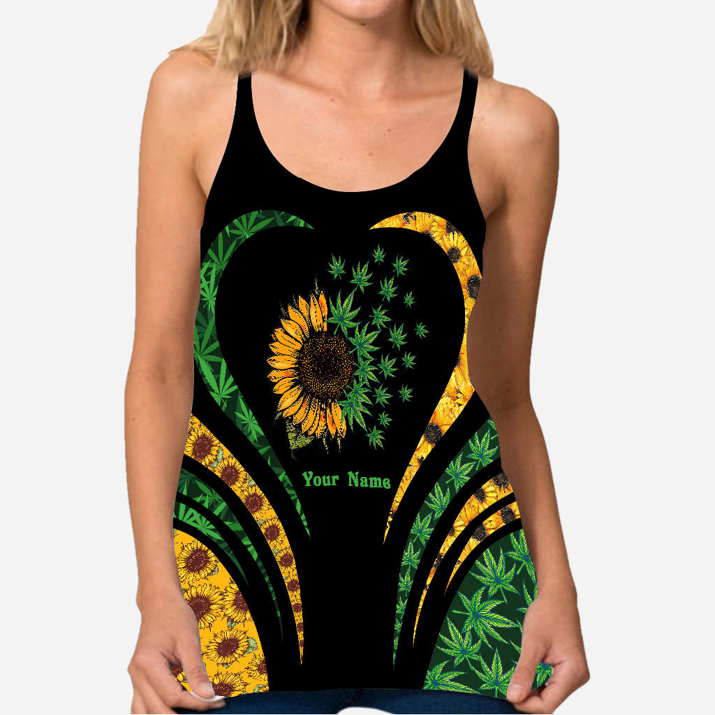 Sunflower And Weed - Personalized Weed Cross Tank Top