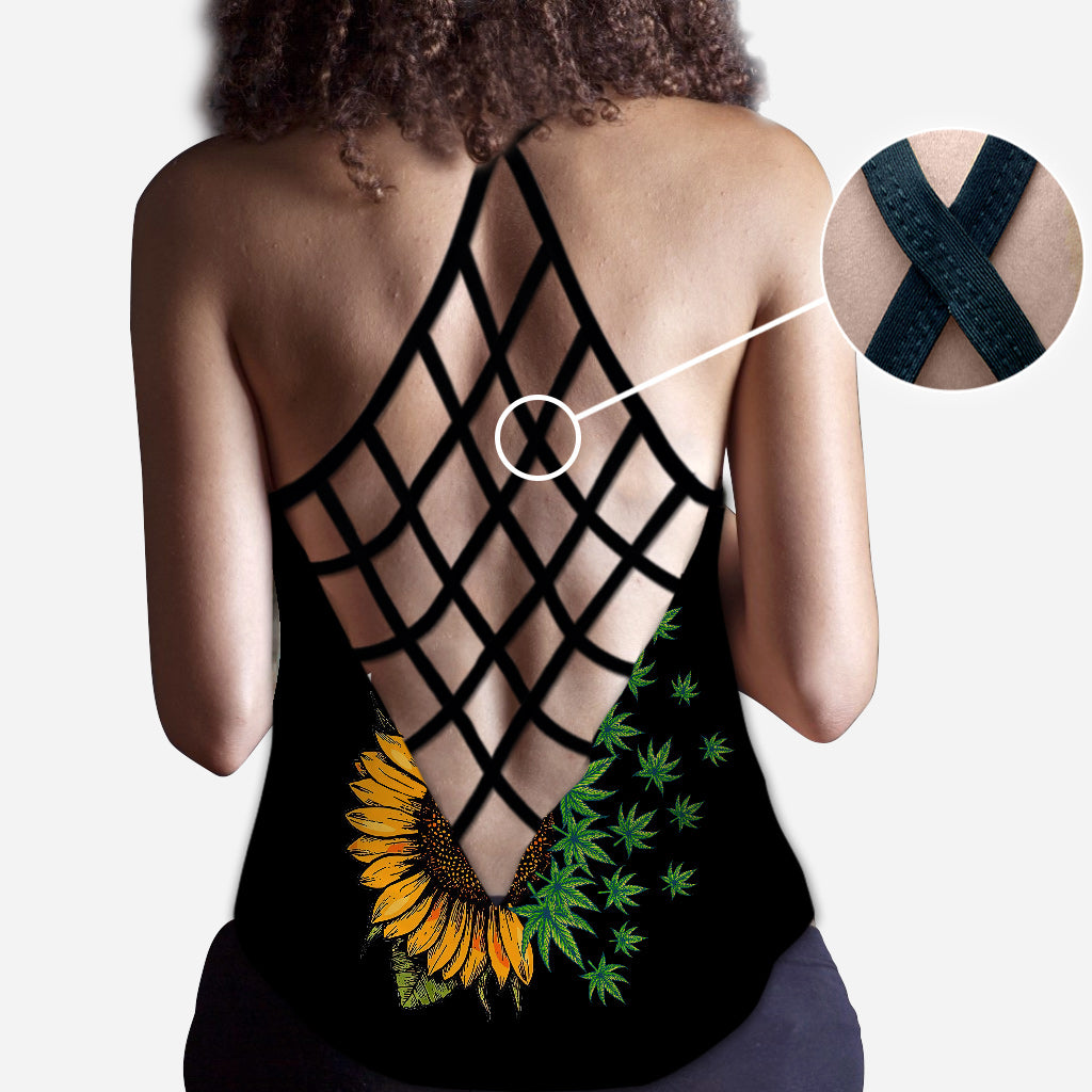 Sunflower And Weed - Personalized Weed Cross Tank Top