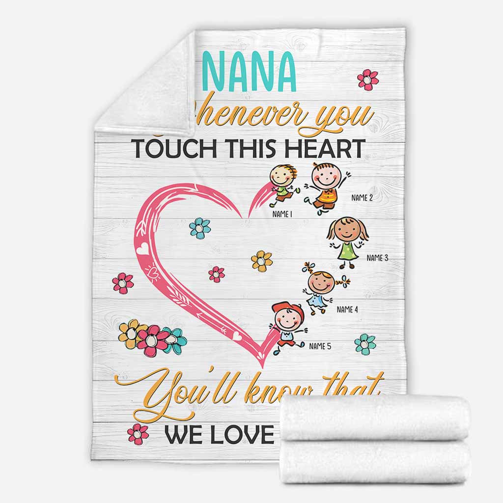 Whenever You Touch This Heart - Personalized Mother's Day Grandma Blanket