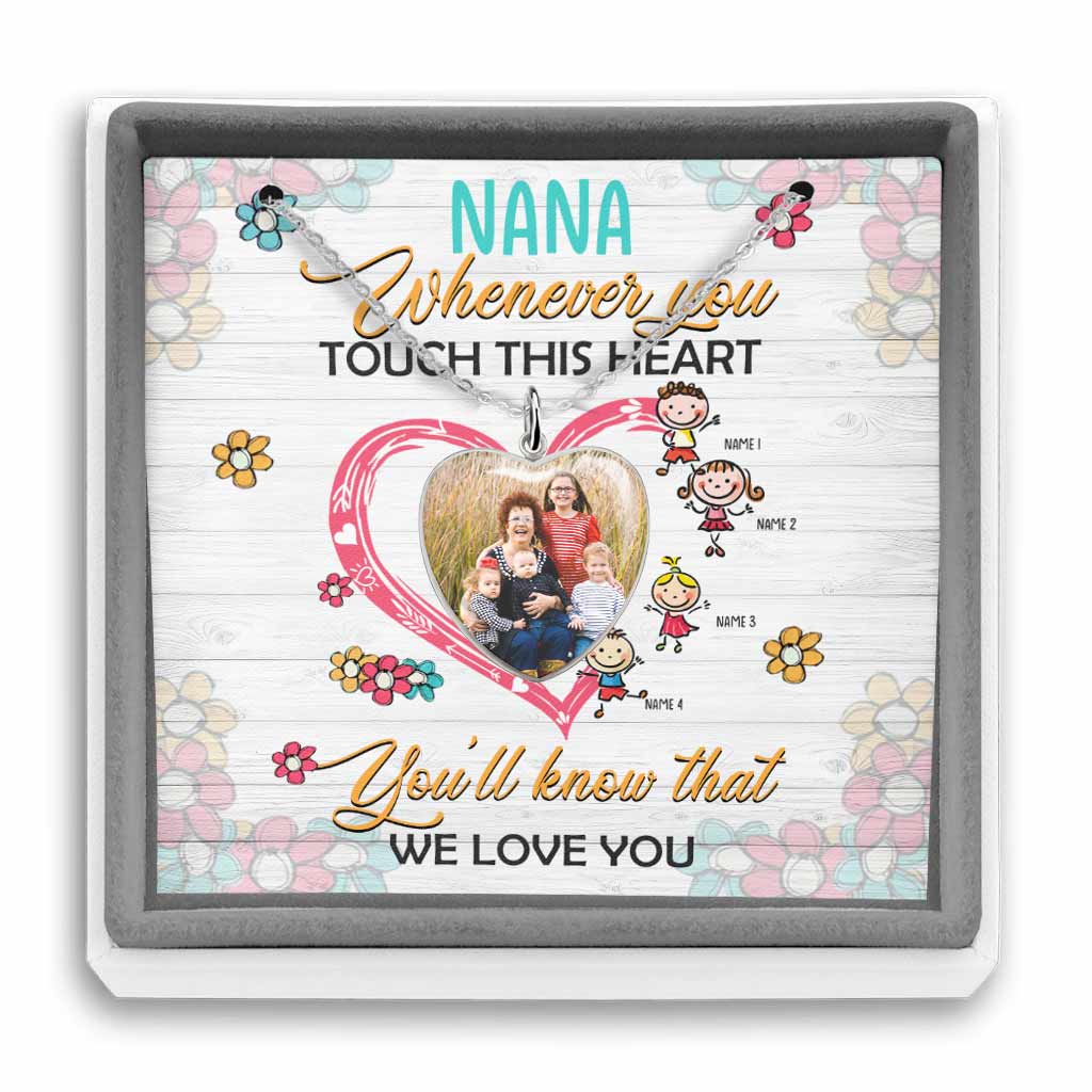 Whenever You Touch This Heart - Personalized Mother's Day Grandma Heart Pendant Necklace