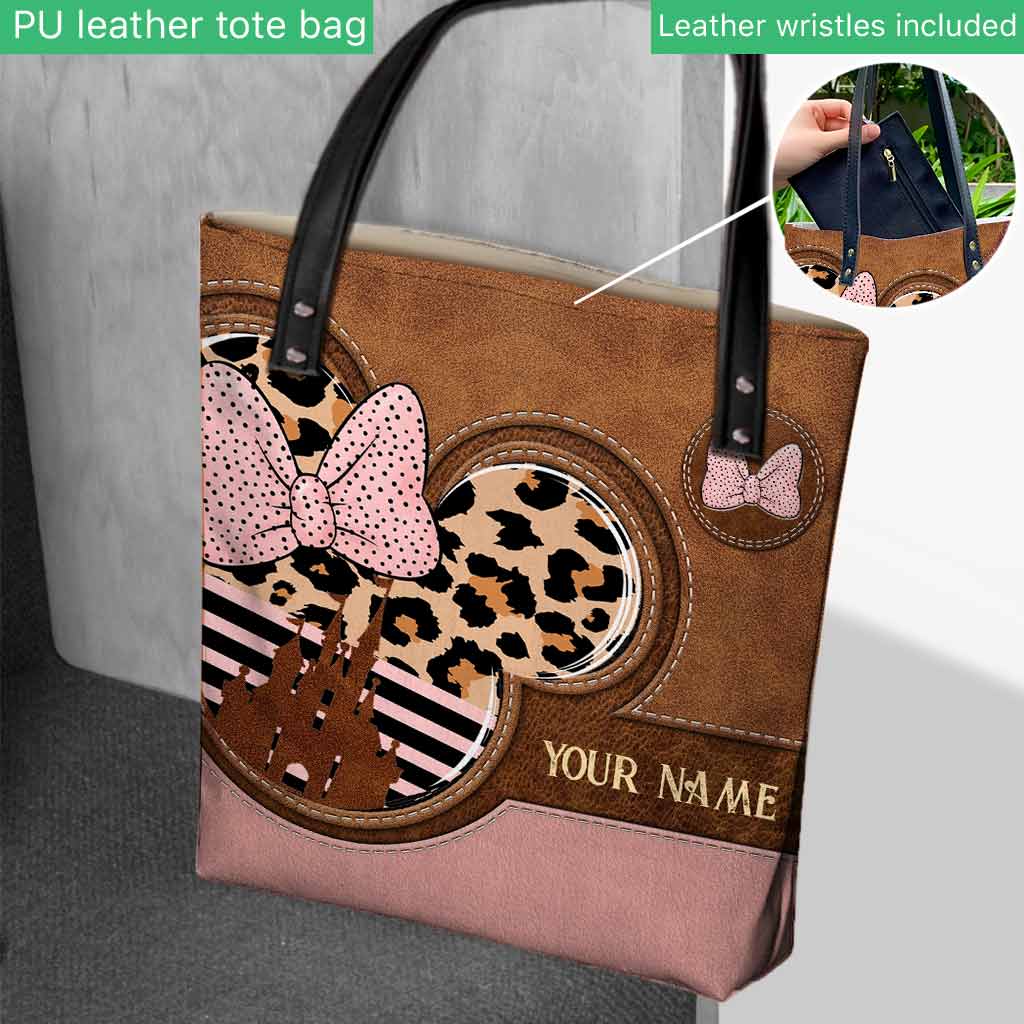 Magical Pink Leopard Mouse Ears - Personalized Mouse Tote Bag