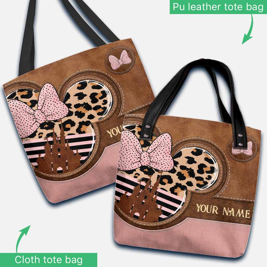 Magical Pink Leopard Mouse Ears - Personalized Mouse Tote Bag