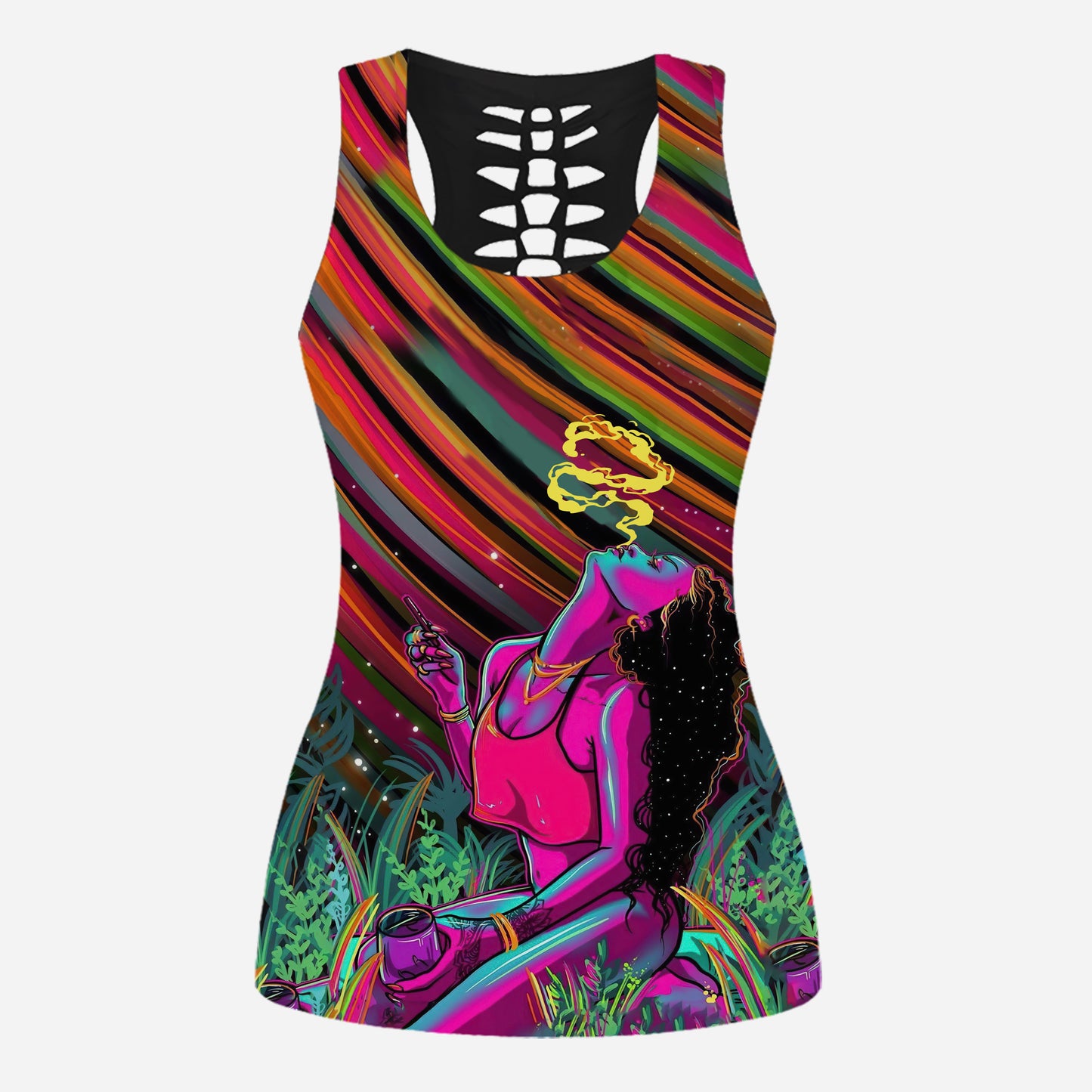 Get High Galaxy - Personalized Weed Hollow Tank Top And Women Shorts