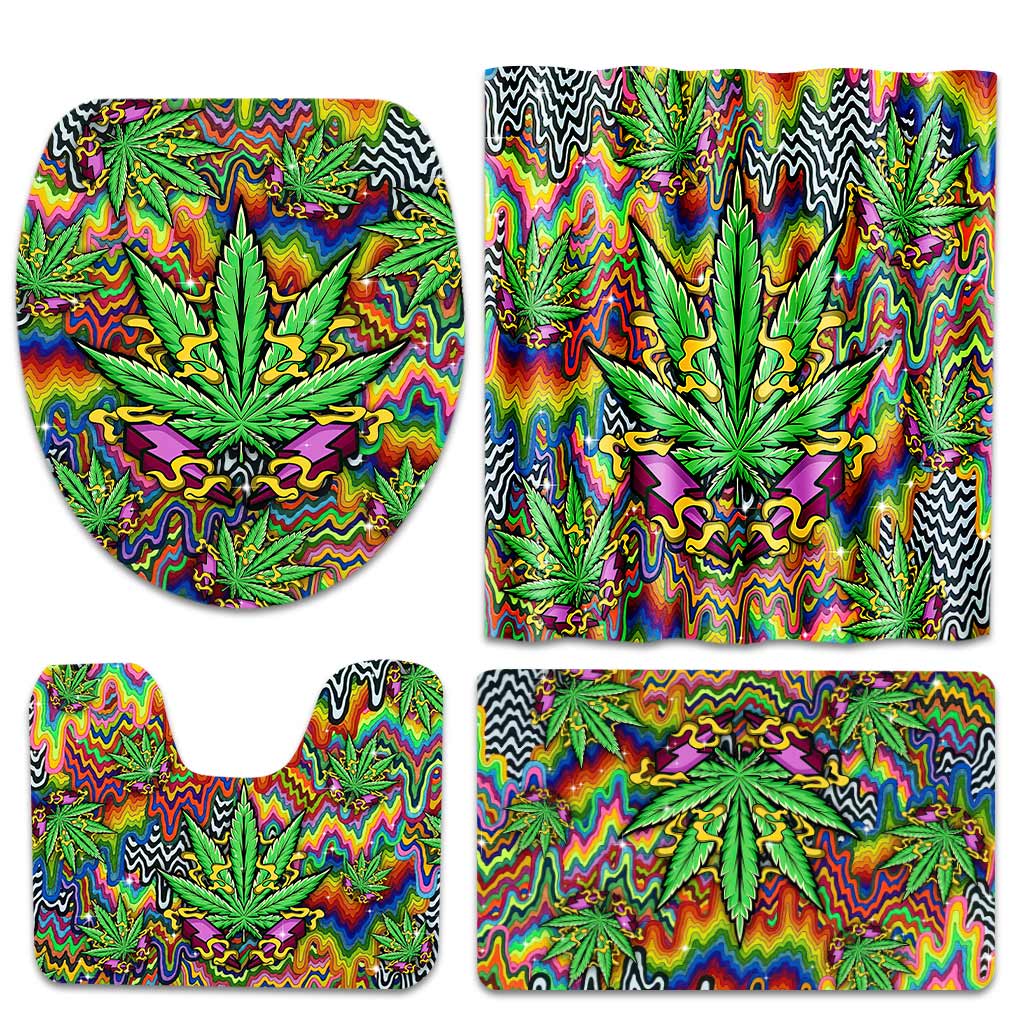 Thunder Smoke - Weed Bathroom Curtain & Mats Set