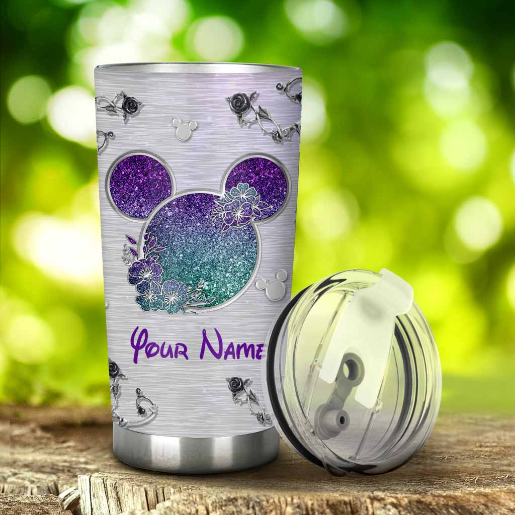 50 Years Of Magic - Personalized Mouse Tumbler With Metal Pattern Print
