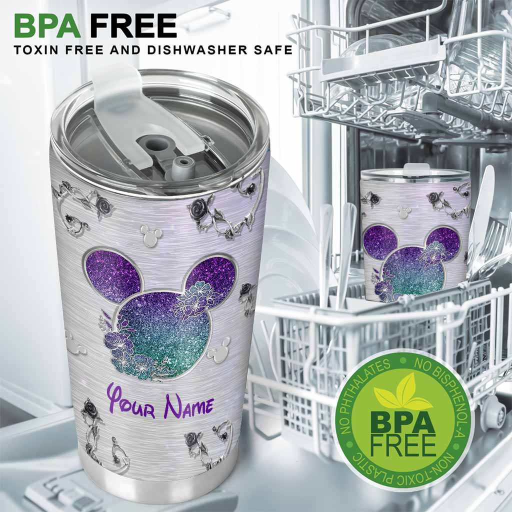 50 Years Of Magic - Personalized Mouse Tumbler With Metal Pattern Print