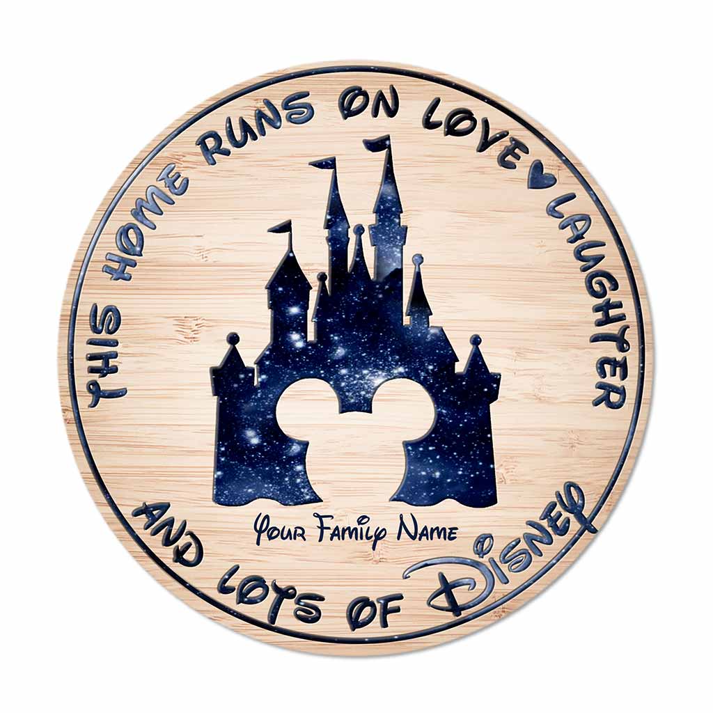 This Home Runs On - Personalized Mouse Round Wood Sign