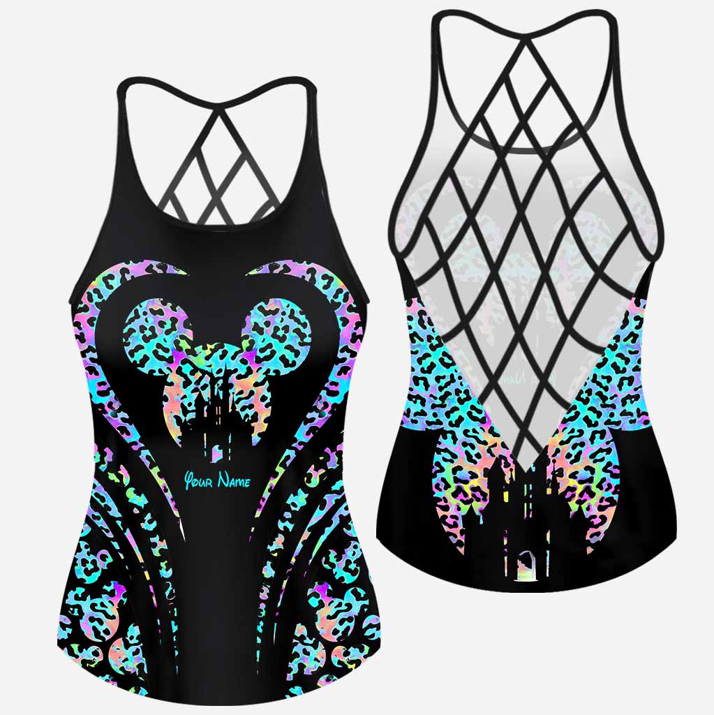 Magic Leopard Mouse Ears - Personalized Cross Tank Top and Women Shorts