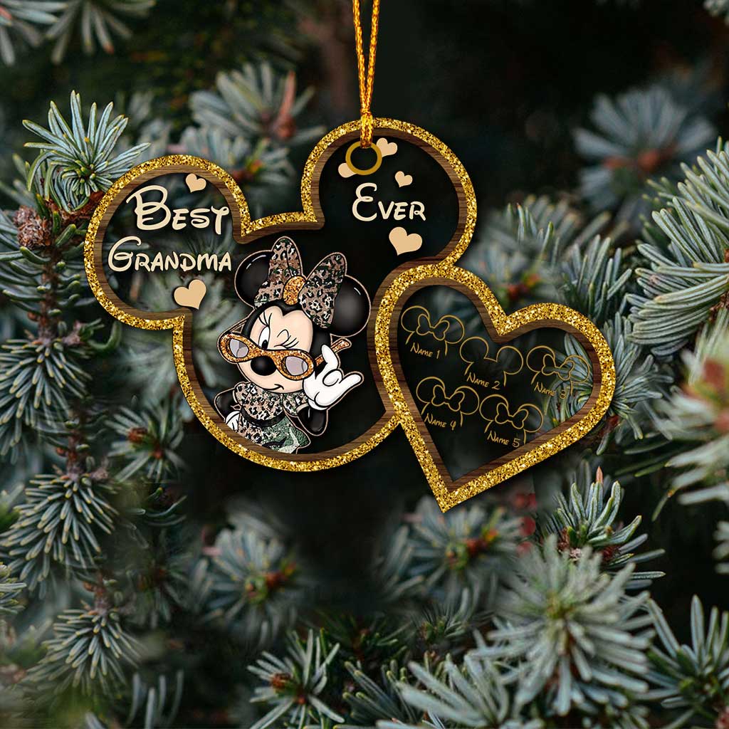 Best Grandma Ever - Personalized Christmas Mouse Transparent Ornament