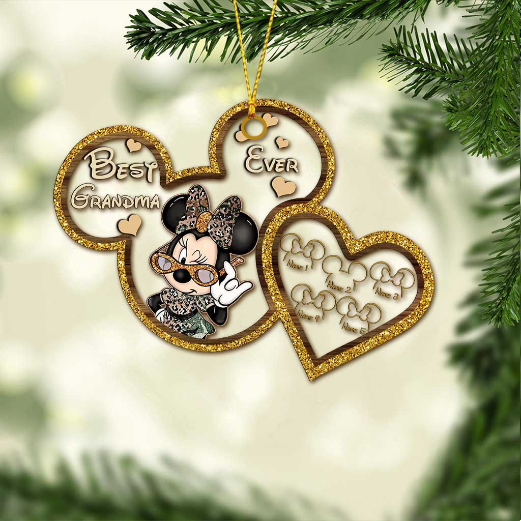 Best Grandma Ever - Personalized Christmas Mouse Transparent Ornament