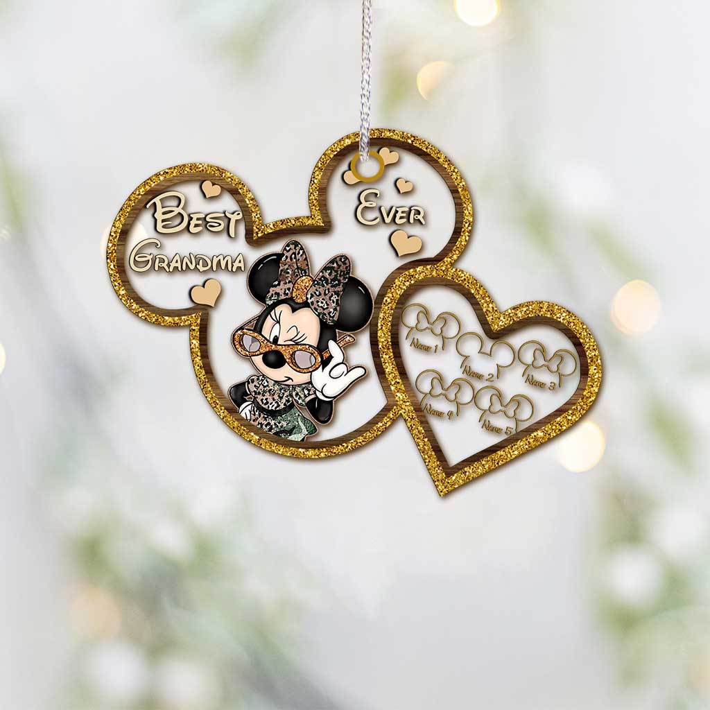 Best Grandma Ever - Personalized Christmas Mouse Transparent Ornament