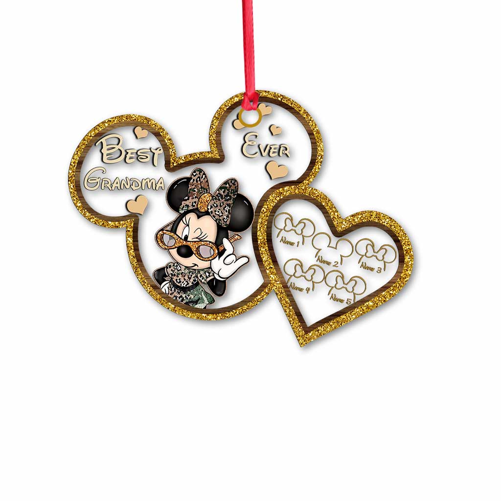Best Grandma Ever - Personalized Christmas Mouse Transparent Ornament