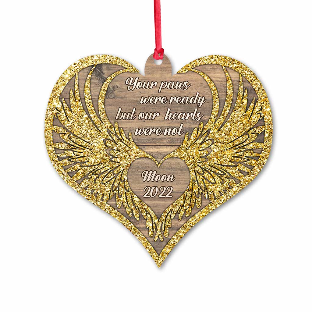 No Longer By Our Side But Forever In Our Hearts - Personalized Christmas Cat Ornament (Printed On Both Sides)