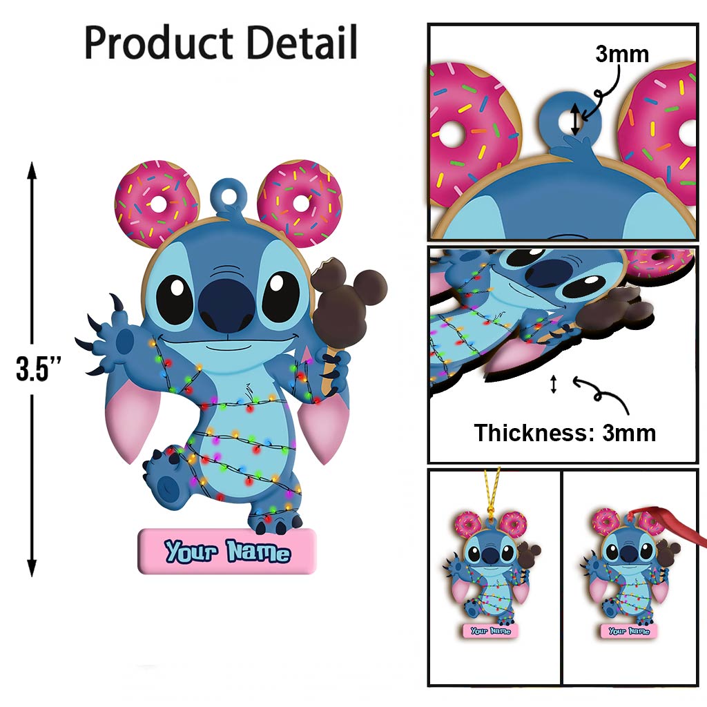 Ice Cream Ohana - Personalized Christmas Ornament (Printed On Both Sides)