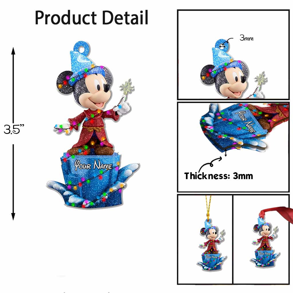 The Magician - Personalized Christmas Mouse Ornament (Printed On Both Sides)