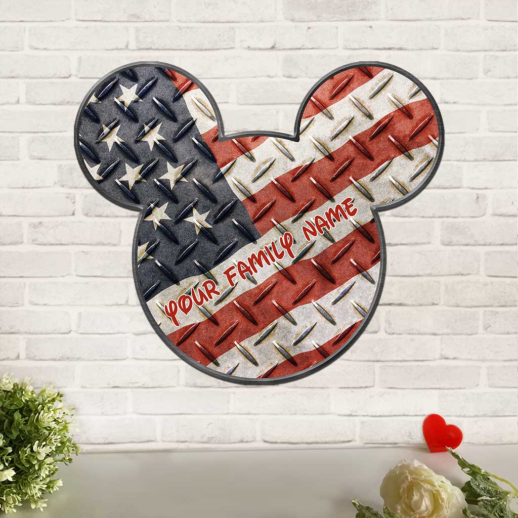 Best Day Ever Red White Blue Mouse Ears - Personalized Independence Day Cut Metal Sign