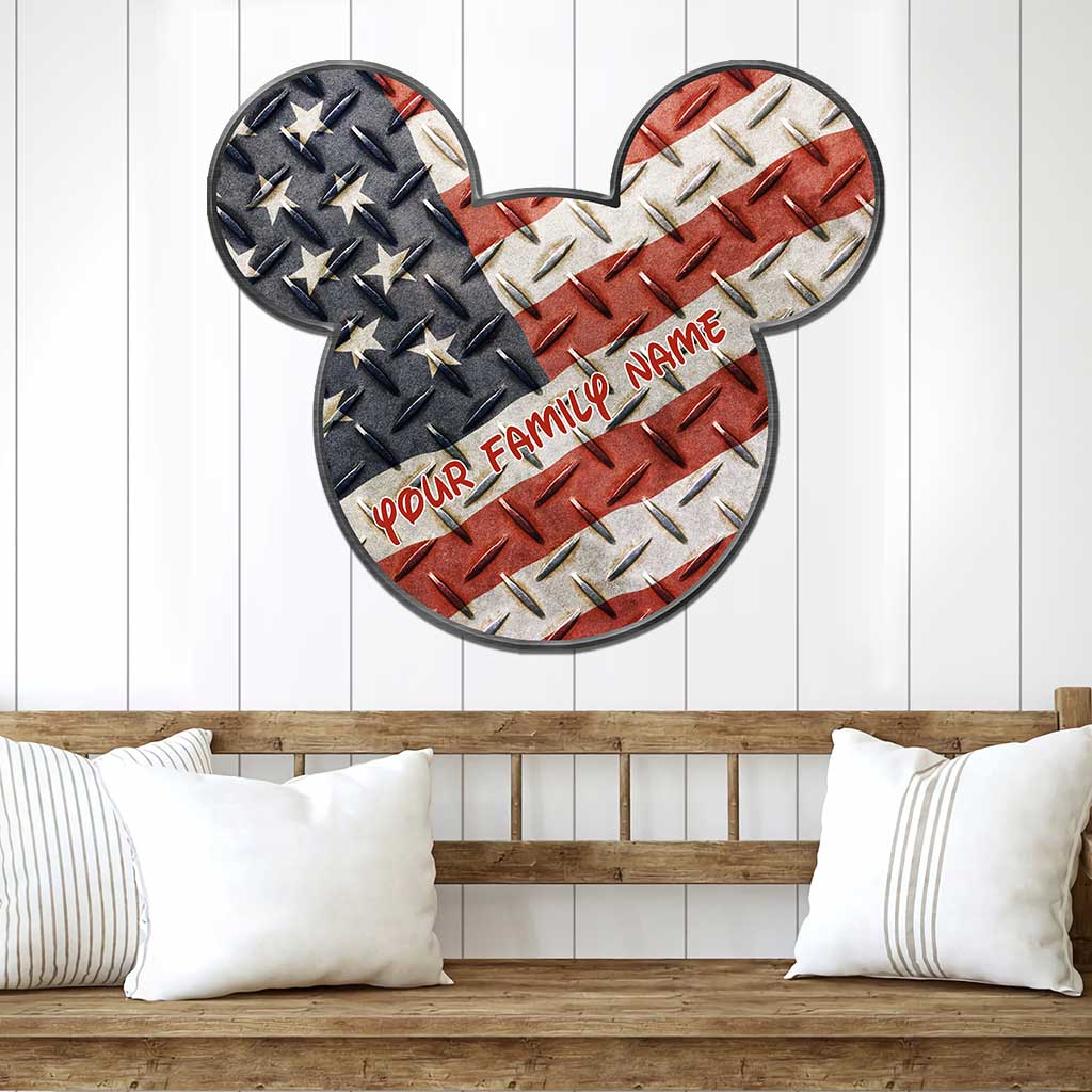 Best Day Ever Red White Blue Mouse Ears - Personalized Independence Day Cut Metal Sign