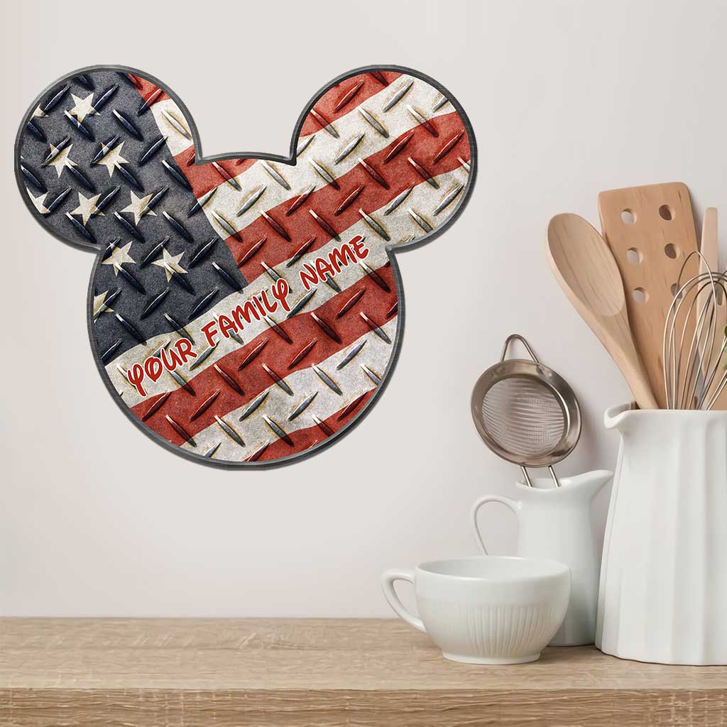 Best Day Ever Red White Blue Mouse Ears - Personalized Independence Day Cut Metal Sign