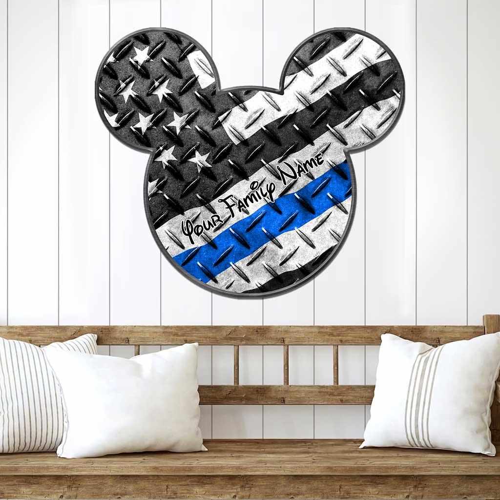 Support The Blue Line - Personalized Independence Day Police Officer Cut Metal Sign