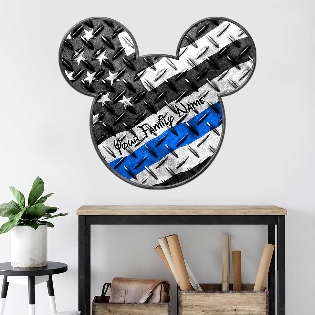 Support The Blue Line - Personalized Independence Day Police Officer Cut Metal Sign